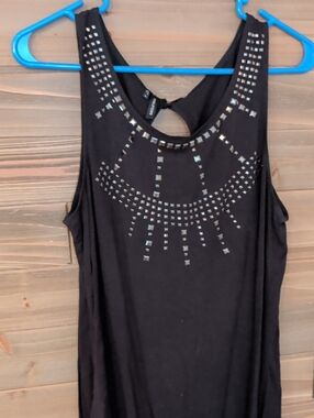 Mauries Black Tank Top with Silver Stud Detailing